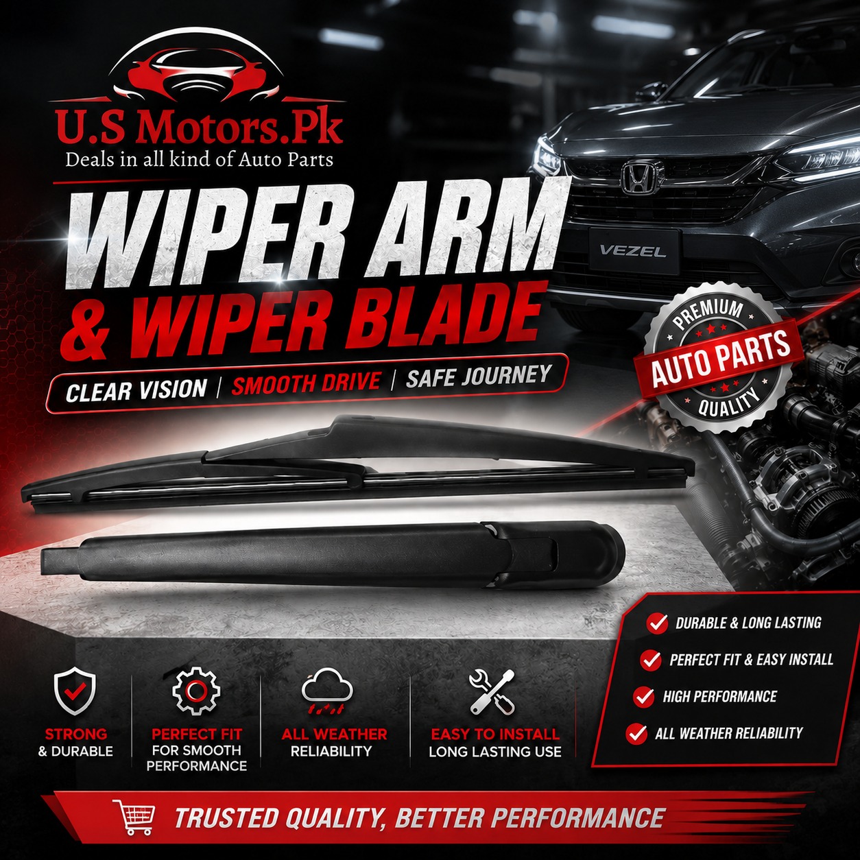 Honda Vezel Rear Window Wiper – Rear Windsheild Wiper – Back Screen Wiper For Honda Vezel Honda Vezel Rear Window Wiper - Rear Windsheild Wiper - Back Screen Wiper For Honda Vezel - Image 1