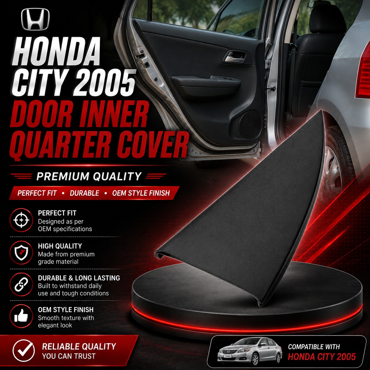 Honda city 2005 door inner quarter cover Honda city 2005 door inner quarter cover 1 piece price - Image 1